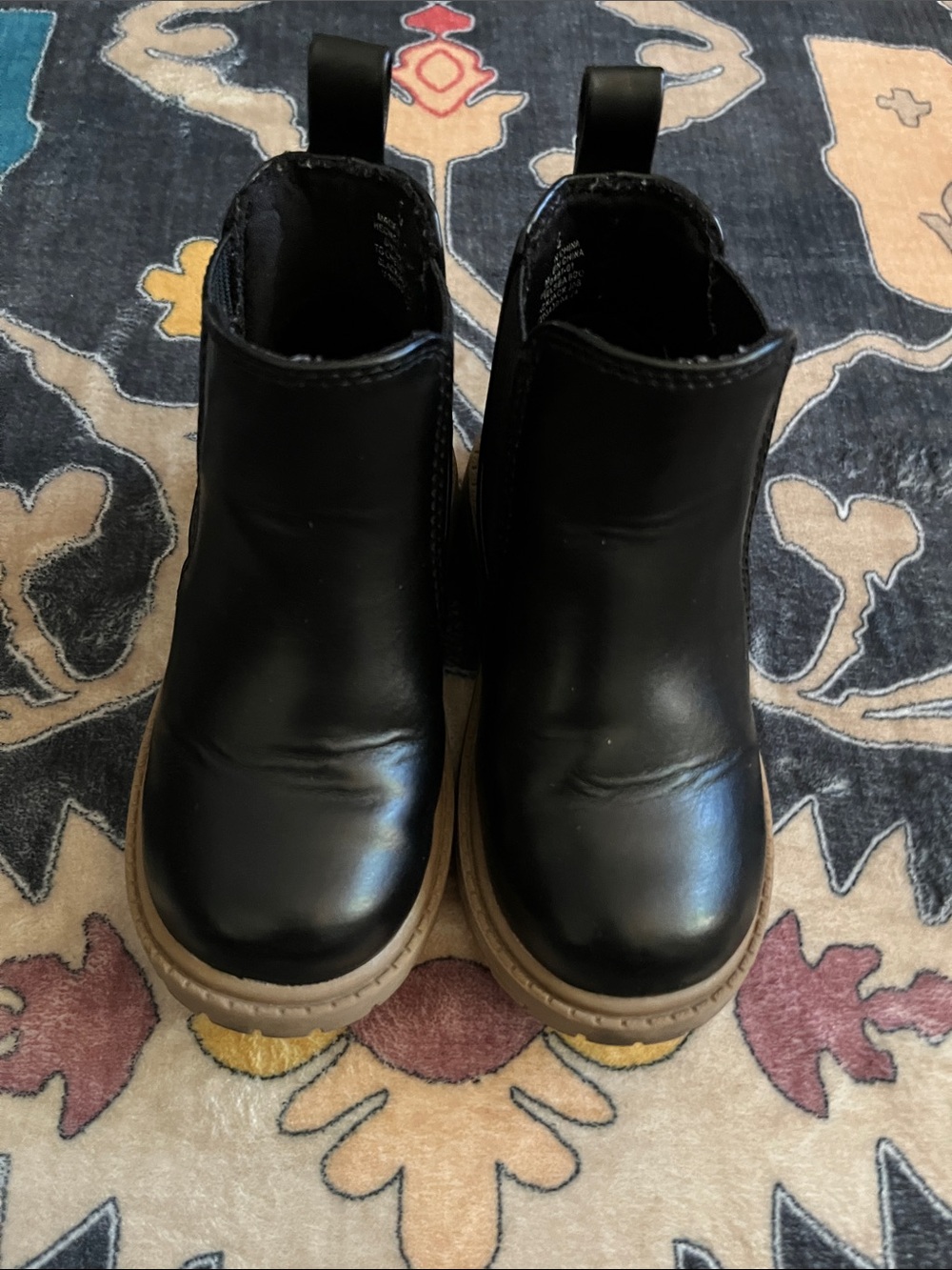 Old Navy Black Chelsea Boots with Tan Sole